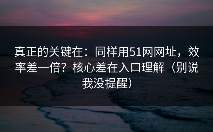 真正的关键在:同样用51网网址,效率差一倍?核心差在入口理解(别说我没提醒) 真正的关键在:同样用51网网址,效率差一倍?核心差在入口理解(别说我没提醒)